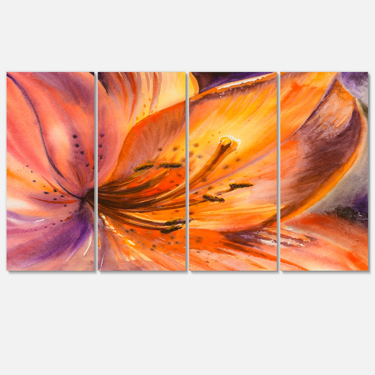 Designart - Orange Lily Flower - Floral Canvas Art Print
